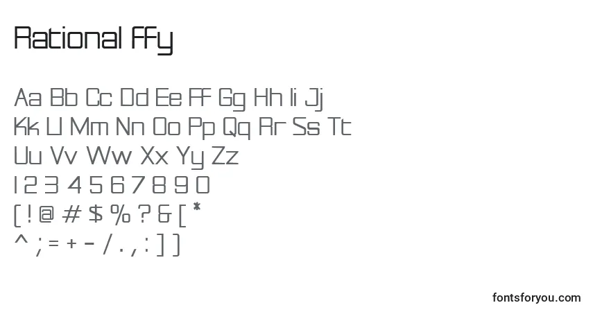 characters of rational ffy font, letter of rational ffy font, alphabet of  rational ffy font